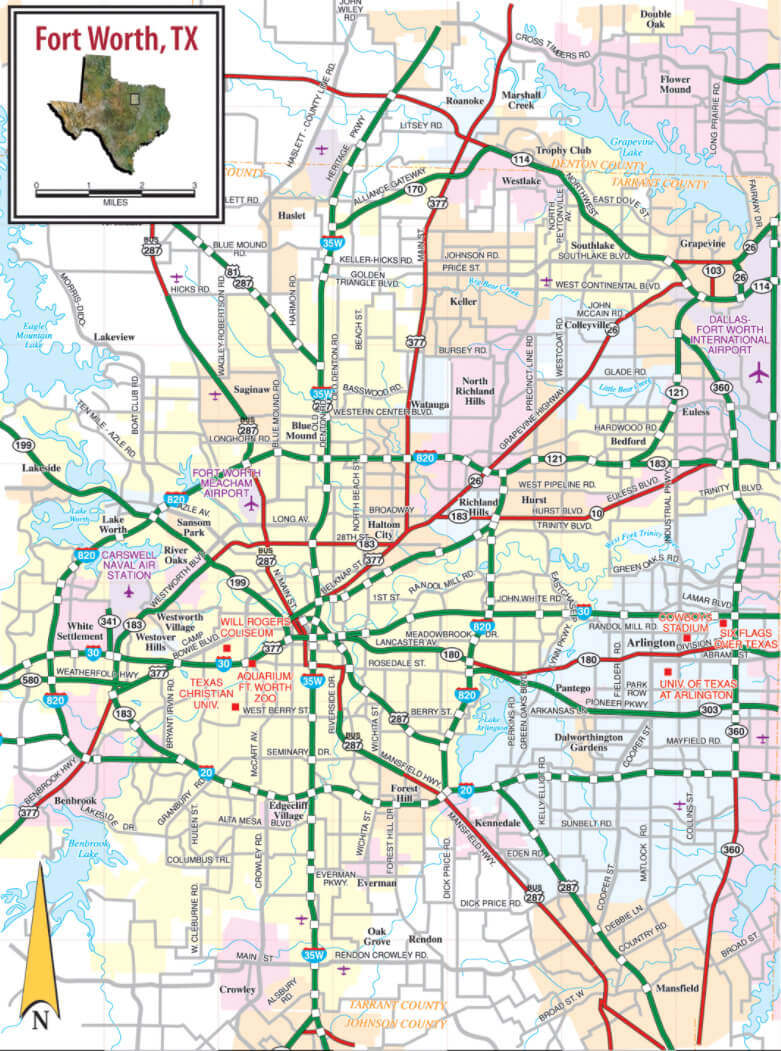 Fort Worth Route Carte   Texas